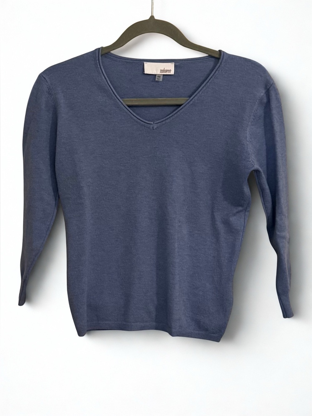 Milano Women's V-Neck Sweater in Steel Blue